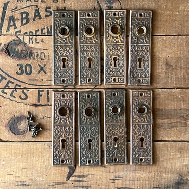 Set of 8 Pressed Door Plates Architectural Salvage 