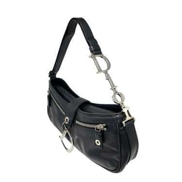 Dior Black Leather Logo Strap Shoulder Bag