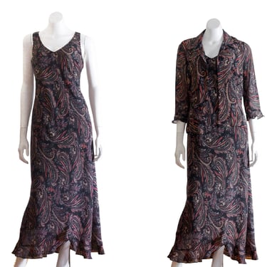 90s paisley dress and blouse set 