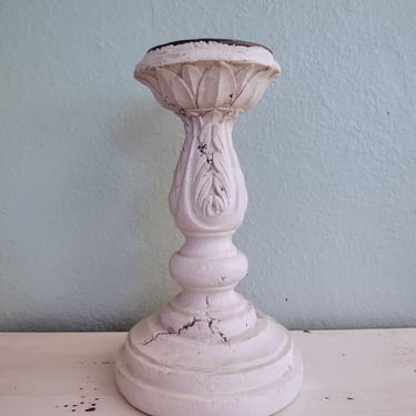 Vintage Antique Inspired Heavy Plaster White Candleholder Home Décor Candle Décor 