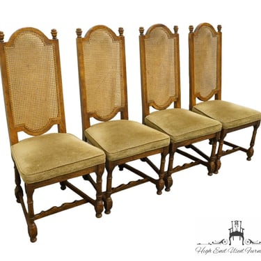 Set of 4 DREXEL FURNITURE Bishopsgate Collection English Tudor Style Cane Back Dining Chairs 