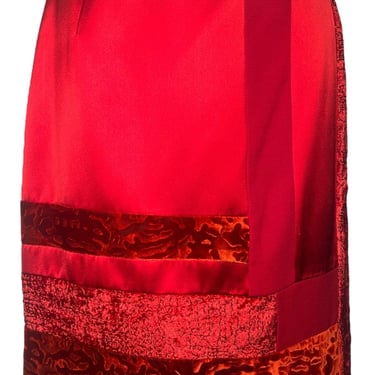 Christian LaCroix 1990s Bazar Crimson Velvet Multi-Design Skirt, NWT