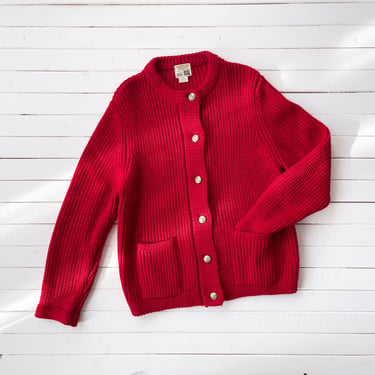 red chunky sweater | 80s 90s vintage warm dark academia cottagecore Christmas cardigan 