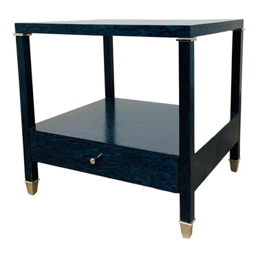 Bungalow 5 Modern Blue Burl Wood Finished Alessandra Side Table