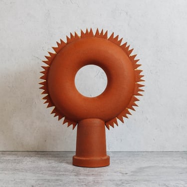 Terracotta Ceramic Vase | Modern Ceramic Vase | Unique Art Object | Red and Gold Sculpture | Interior Design | Modern Decor | Ikebana Vase 