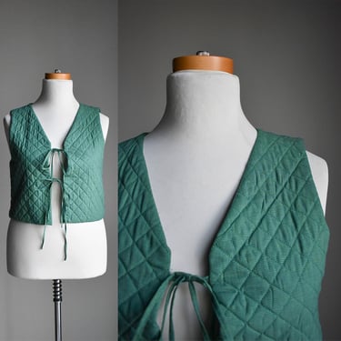 Vintage Green Quilted Vest 