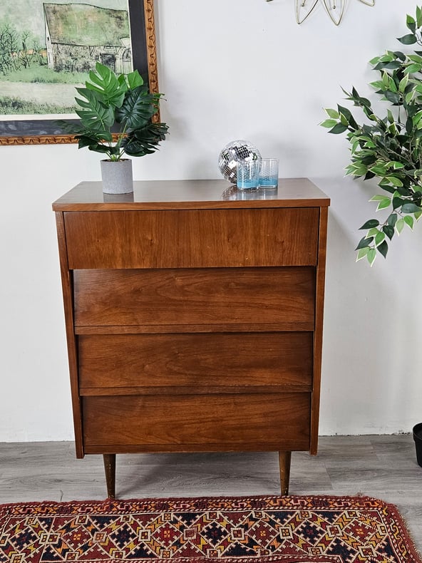 MCM Walnut Tall Chest with Laminate Top
