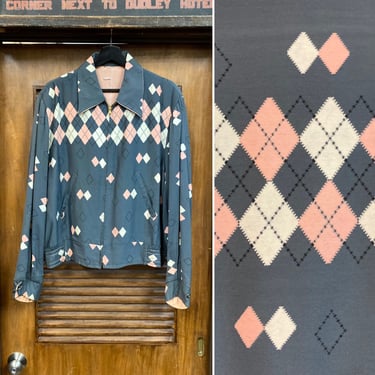 Vintage 1950’s Size L Grey x Pink Gabardine Rockabilly Jacket, Reversible to Pink, 50’s Vintage Clothing 