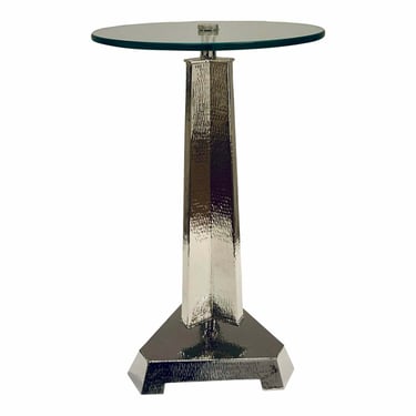 Global Views Modern Textured Tapered Tripod Silver Finished Side Table