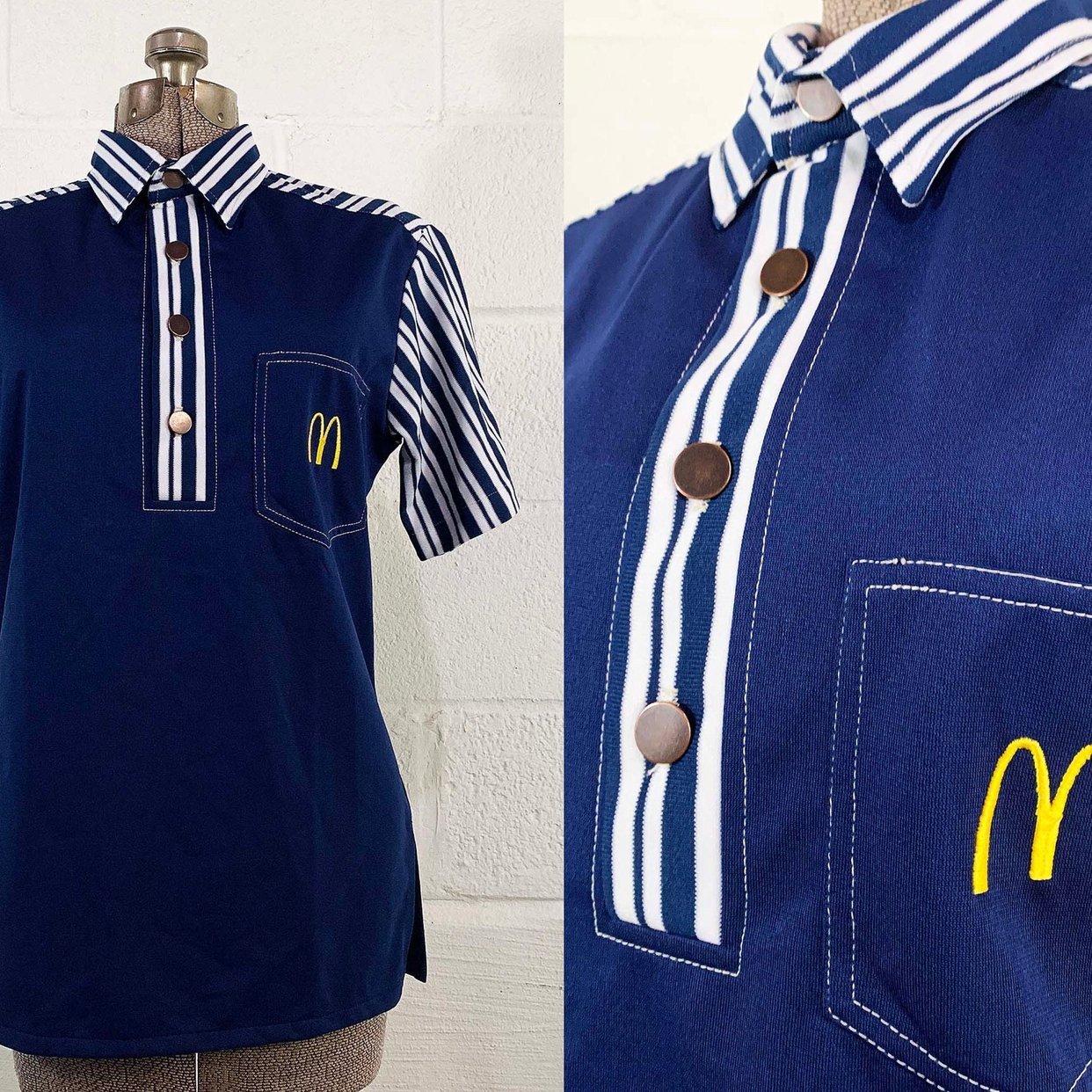 Vintage McDonald's Uniform Polo Shirt 1976 Crest 1970s | Check
