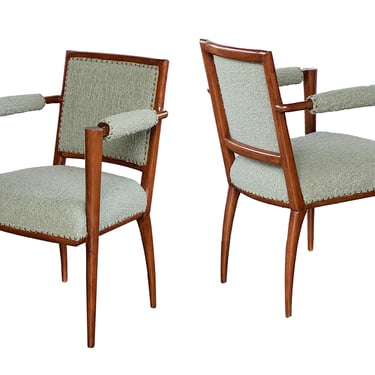 An Elegant Pair of French Art Deco Beechwood Arm Chairs
