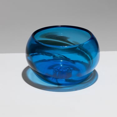 GRAND BOL HAUT EN VERRE SOUFFLÉ BLEU, 1980s