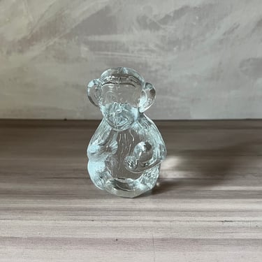Vintage Bergdala Clear Glass Monkey Figurine Sweden 
