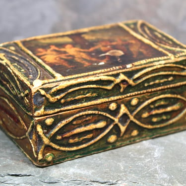Victorian-Style Trinket Box | Small Carved Wooden Box | Vintage Jewelry Box 