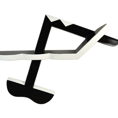 1989 Black White Enameled Steel Geometric Modern Abstract Wall Sculpture signed 