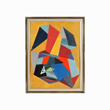 Cubist Oil Painting on Canvas Mid Century Modern 