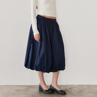 All Row | Cotton Midi Bubble Skirt in Navy