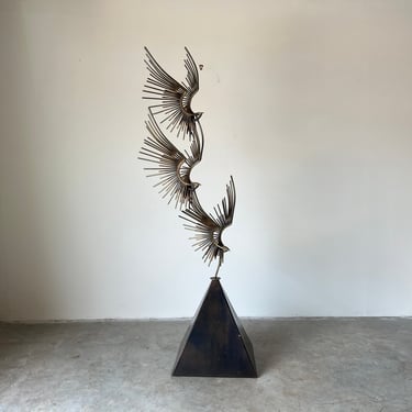 1970's Vintage "Three Birds in Flight" Floor Sculpture by Curtis Jeré 