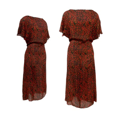 Vtg Vintage 1970s 70s Fifth Avenue Shop Saks Fifth Avenue Floral Silk Dress 