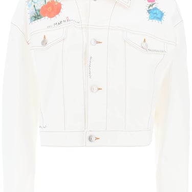 Marni "Cropped Denim Jacket With Flower Patches And Embroidery" Women