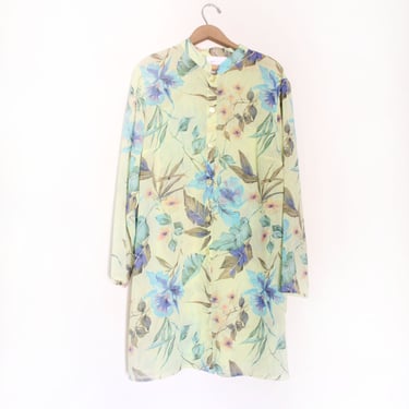 Lime Floral 90s Loose Shirtdress 