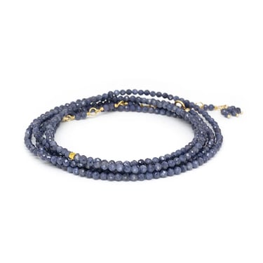 Opaque Blue Sapphire Wrap Bracelet-Necklace - 18k Gold + Blue Sapphire