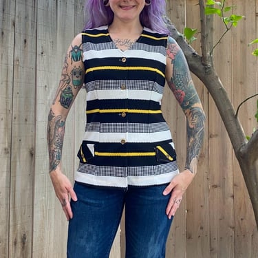 Vintage 1970’s Black, White and Yellow Tank Top 