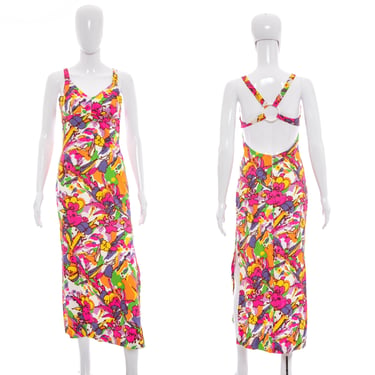 1970's I.Magnin  Mod Floral Print Maxi Dress Size XS/S