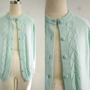 1960s Mint Green Cardigan Sweater 