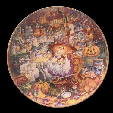 Vintage 1990s Bill Bell for The Franklin Mint Limited Edition Scaredy Cats Halloween Themed Decorative Plate 