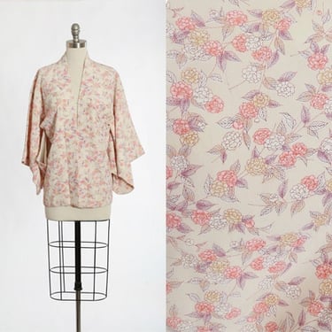 Antique vintage 50s floral kimono | 1950s pastel floral Haori 