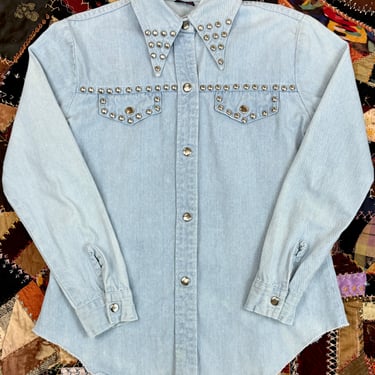 Denim Studded 70s Snap Top