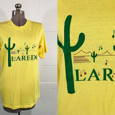 Vintage Laredo Souvenir T-Shirt 1980s Texas Music Saguaro Cactus Single Stitch 