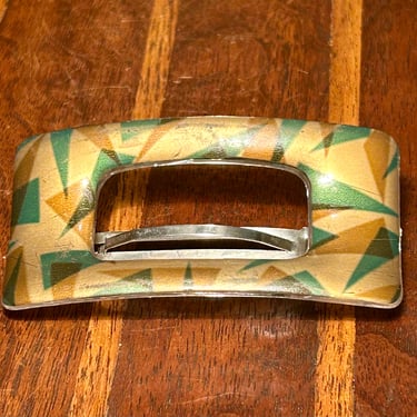 Vintage Barrette Large Camouflage Colors Triangle Pattern Hair Accessories 90s 