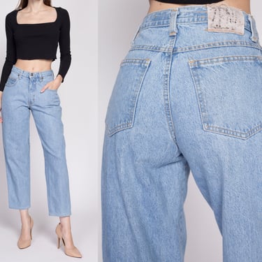 XS 90s Zena High Waisted Jeans 25" | Vintage Light Wash Denim Tapered Leg Mom Jeans 