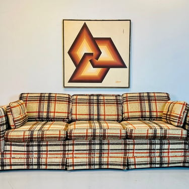 Mid Century Modern Plaid Tweed Tuxedo Null Manufacturing Corp Sofa, Mid Century Living Room, MCM Couch 