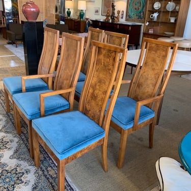 Milo Baughman Burl wood Dining Chairs for Thomasville