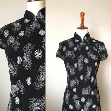 Vintage black qipao with Chinese pattern size small 