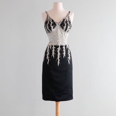 Fabulous 1950's Maxwell Shieff Beverly Hills Beaded Cocktail Dress / Small