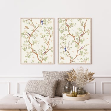 Pair of Chinoiserie Panel Print Artwork - Grand Millennial- (Digital Download) 