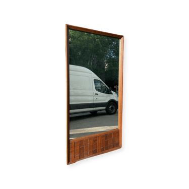 Brutalist Style Mcm Wood Framed Mirror 37x74” tall