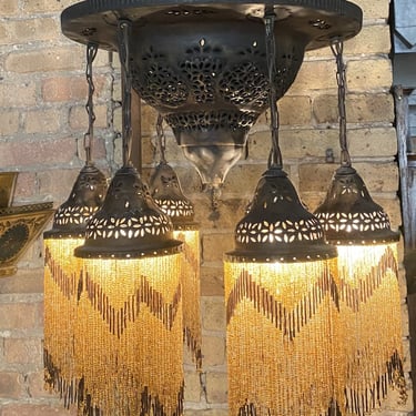 Moroccan Hanging Light w Beaded Shades