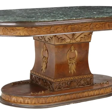 Table, Dining, Marble Top, Italian, Empire Style, Pedestal, Vintage, 20th C.!