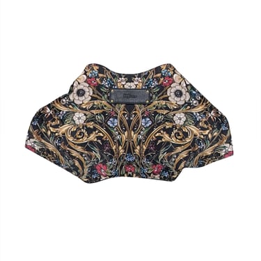 Alexander McQueen - Black & Gold Floral Satin Manta Clutch Bag