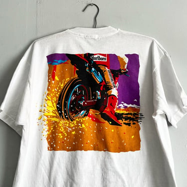 Vintage 90s Marlboro Adventure Team Motocross MX Pocket T Shirt Size XL 