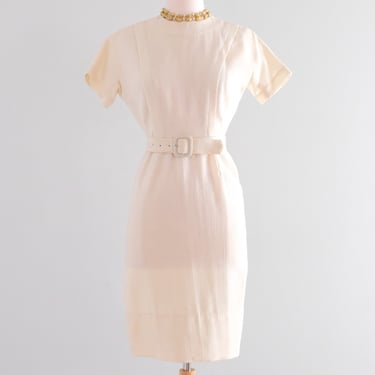 Elegant 1960's Japanese Vintage Ivory Wiggle Dress & Jacket Set / Sz S