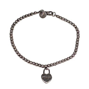 Tiffany &amp; Co. - Sterling Silver Heart Tag Beaded Bracelet