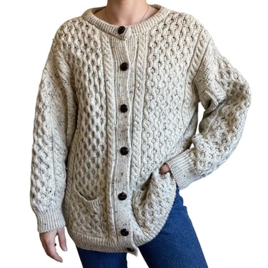 90's/aran crafts/fisherman knit coat（Aran Crafts Mens White