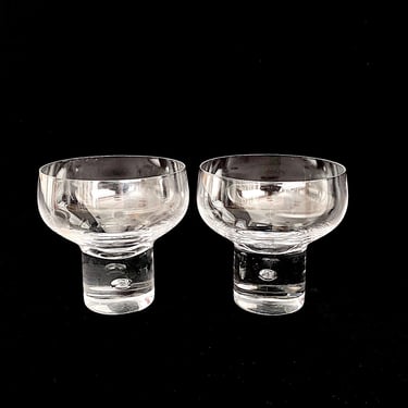 Vintage Pair of Art Glass Footed Glass with Trapped Bubble Design Kosta Boda MAMBO 3 7/8