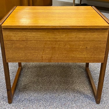 Item #DBN151 Mid Century Modern Teak Sewing Box / Side Table c.1960